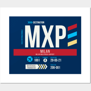 Milan (MXP) Airport Code Baggage Tag Posters and Art